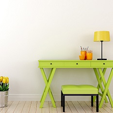 office desk and flooring