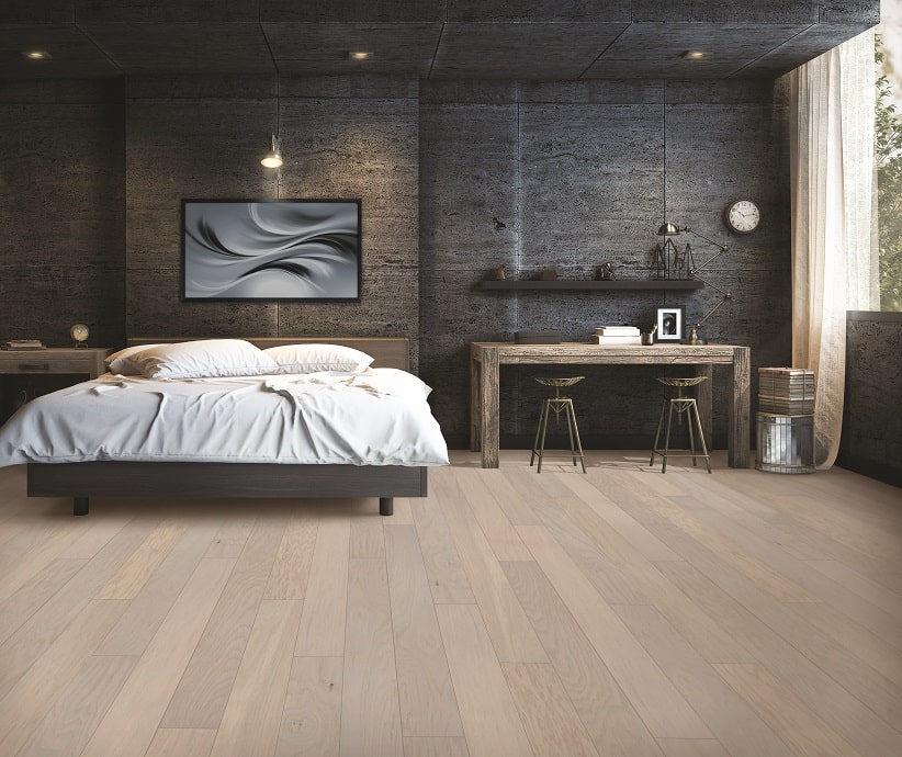 Dark Bedroom With Wood Floors