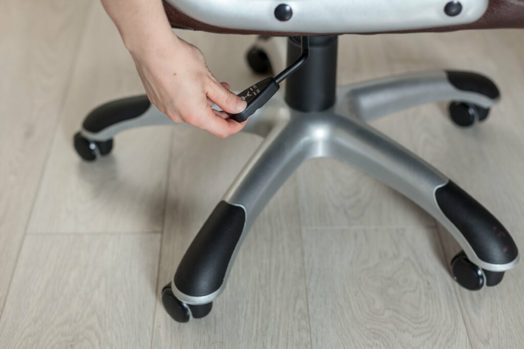 office chair on wood floor