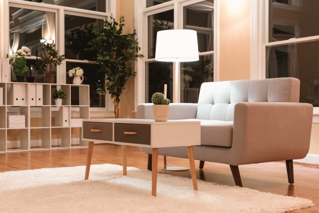 living room with rug