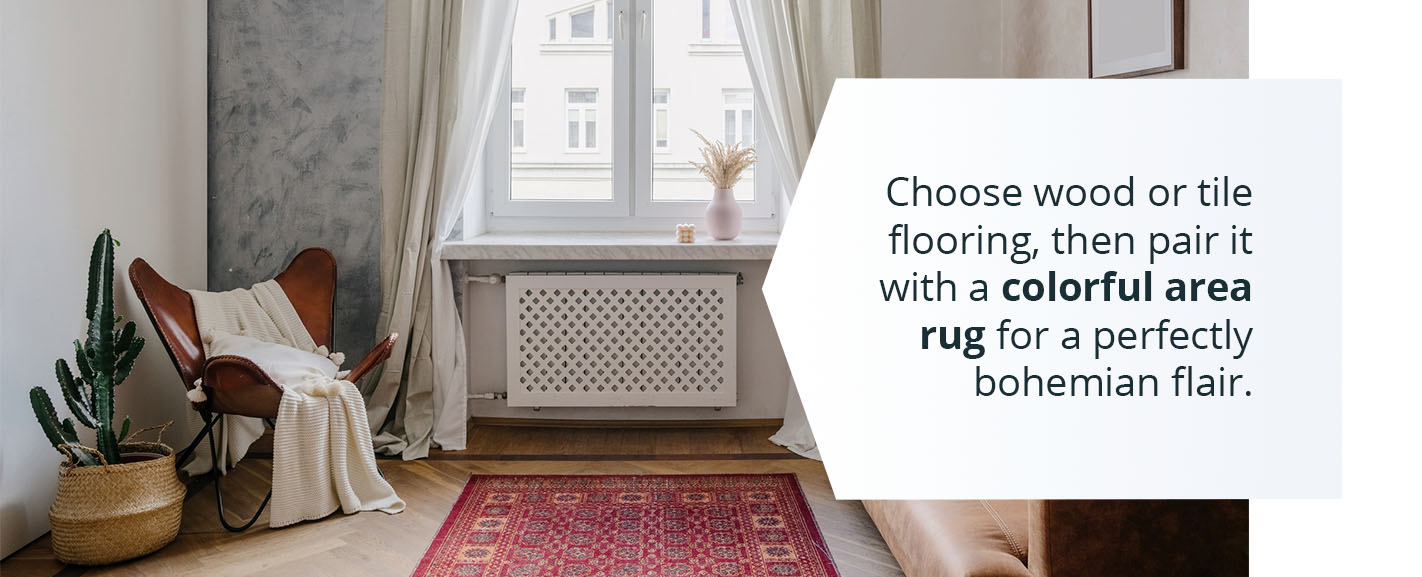 flooring with colorful area rug