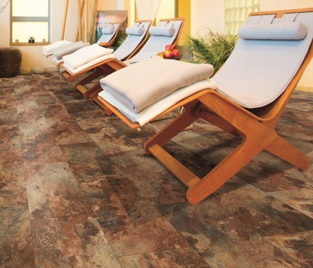 Luxury Vinyl Tile Flooring Installed in Room With Lounge Chairs