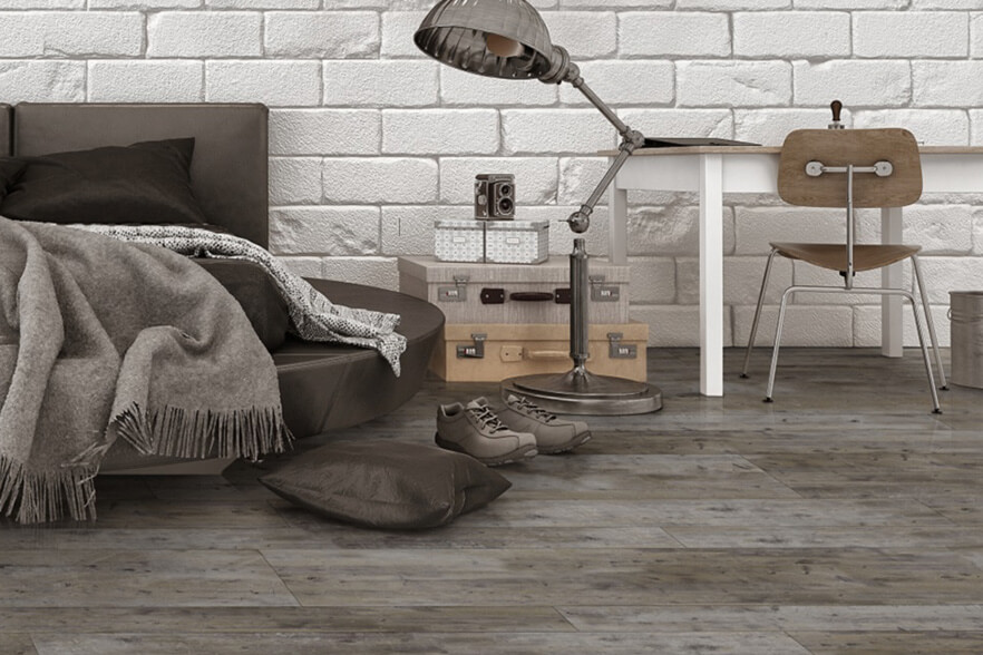 luxury vinyl flooring in man cave