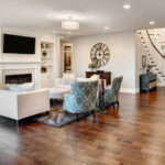 wood flooring in living room and entryway