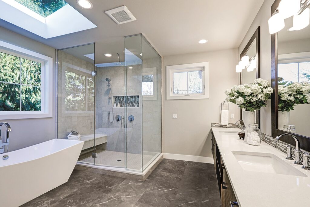 Allure: Celestial Marble Waterproof Luxury Vinyl Floor in Bathroom