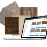 50 floor flooring product samples on laptop