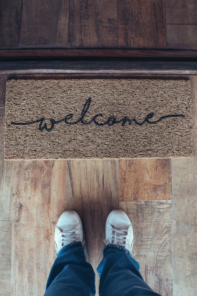 welcome doormats on entrance